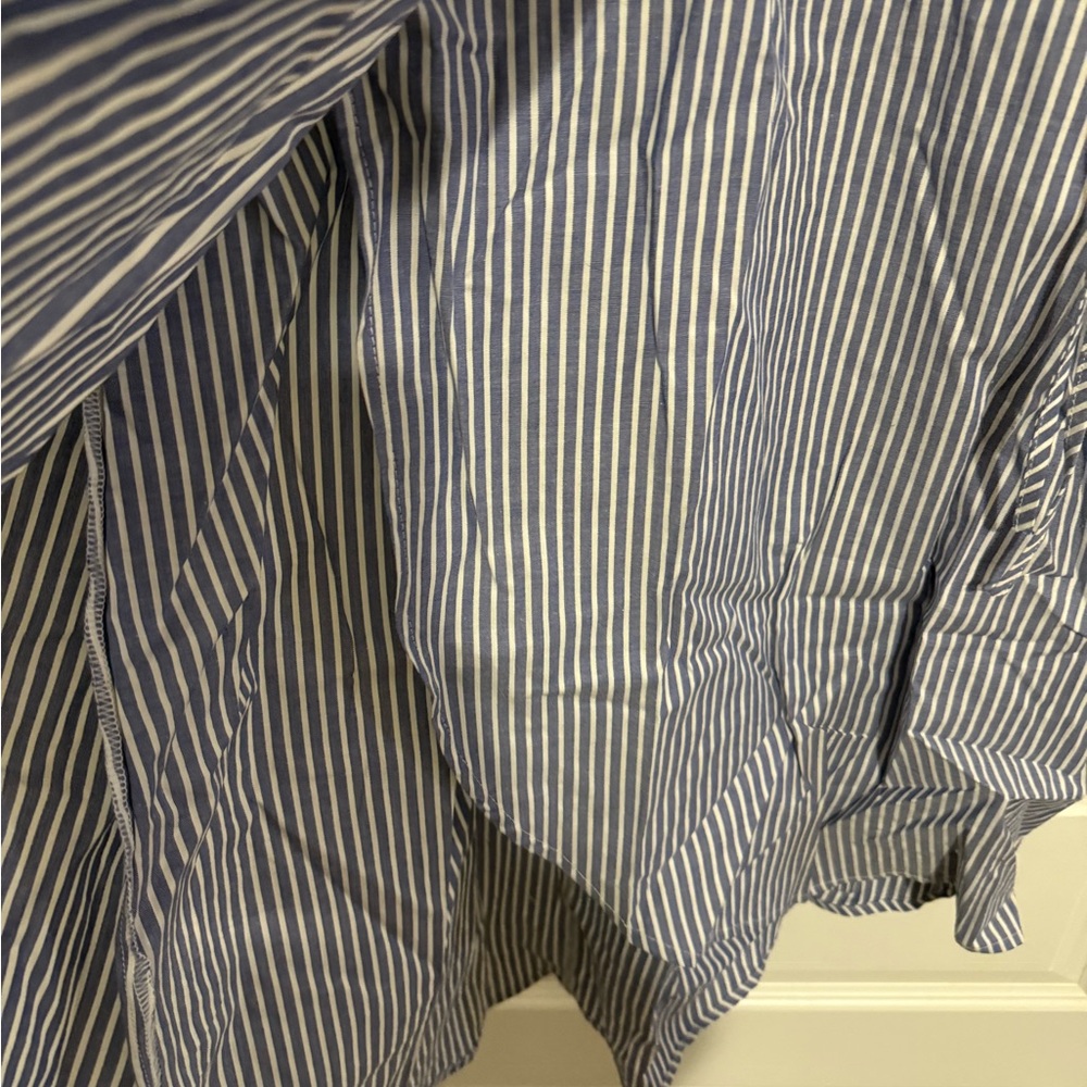 BP Blue and White Striped Asymmetrical Dress, Cold Shoulder Size Medium Like New - Picture 4 of 5